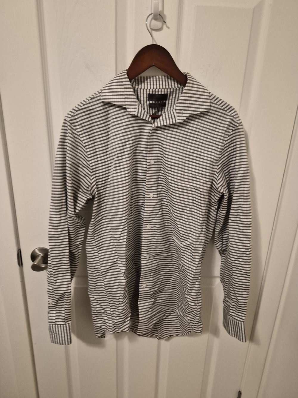 Calvin Klein Black and White Striped Button-Down Shirt